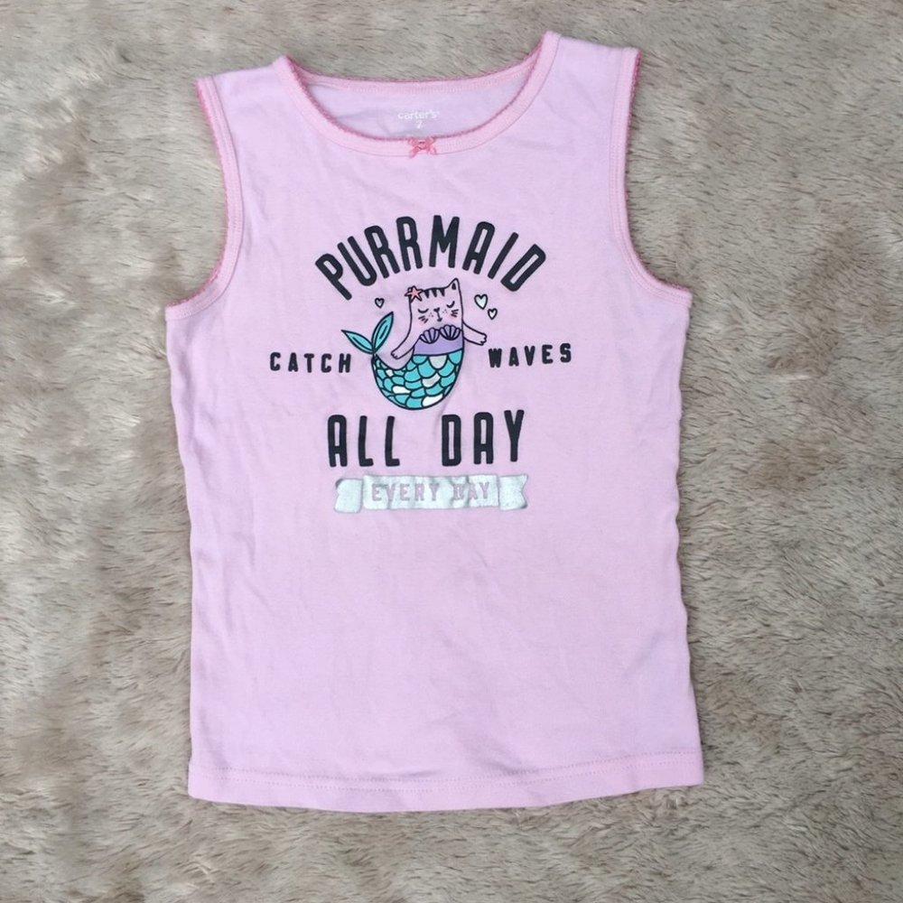 Carter’s Girl’s Pink Cute Cat Tank Top Size 7